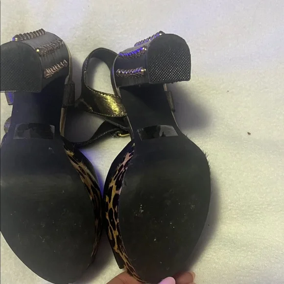 Black & Leopard Platform Ankle-Strap Heels Steve Madden - Picture 7 of 10